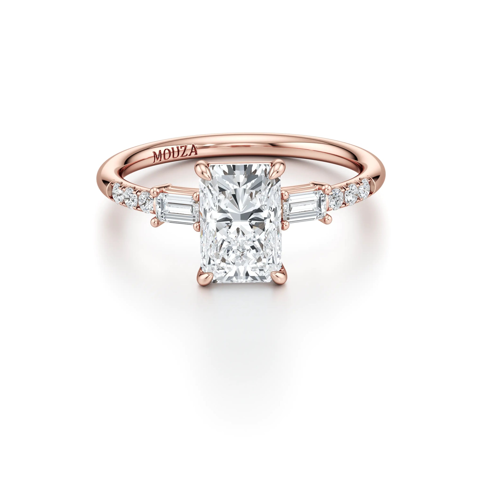 Radiant Cut Diamond Band Natural Diamond Engagement Ring