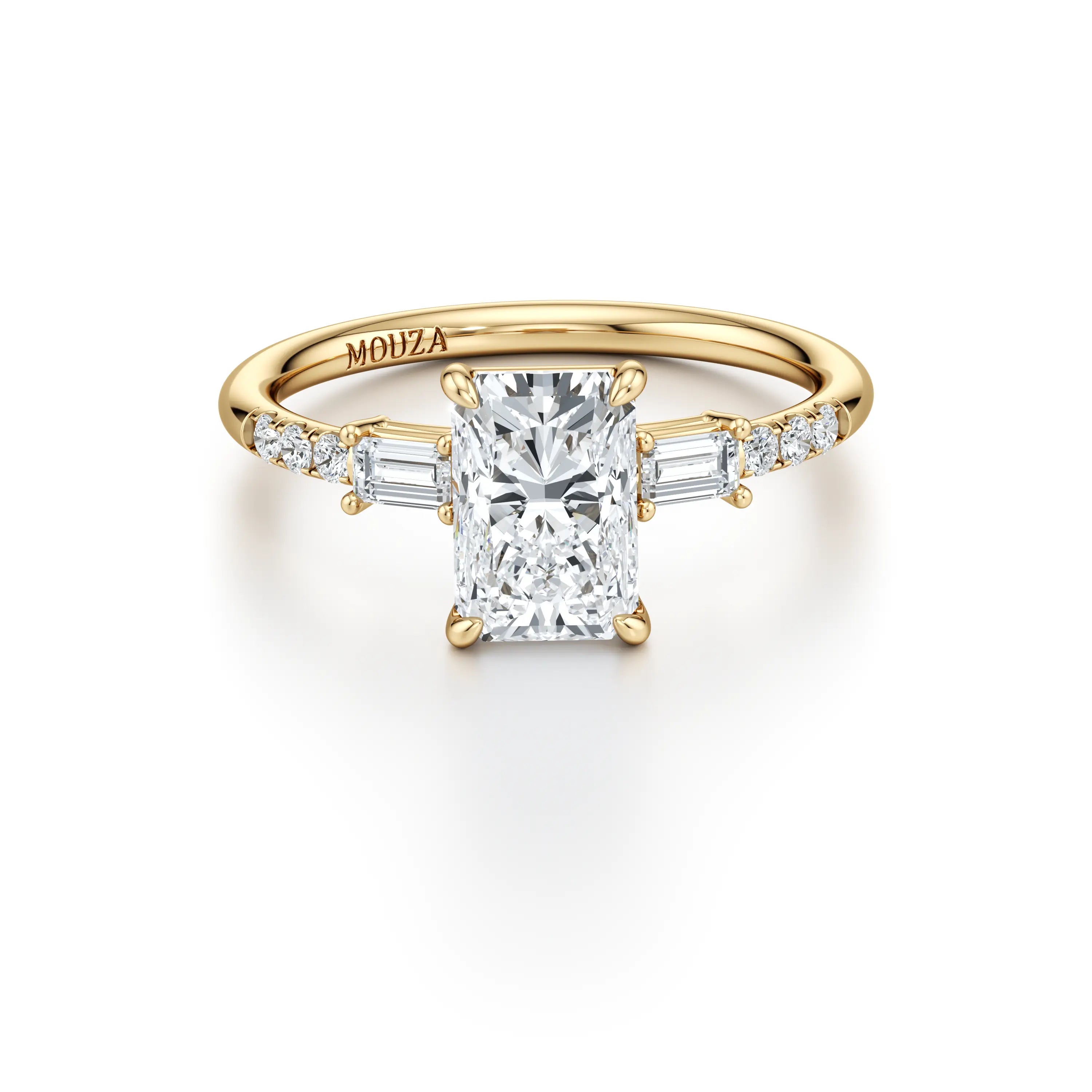 Radiant cut gold engagement ring deals