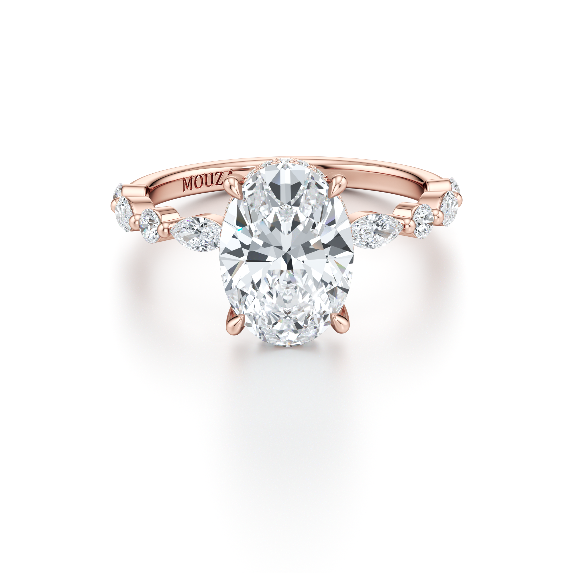 Oval and Marquise Diamonds - Natural Diamond Engagement Ring