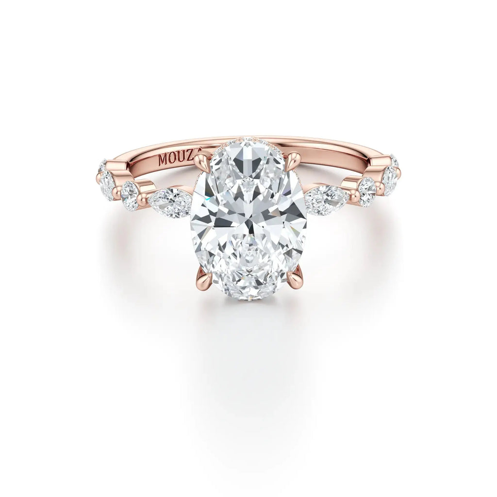 Oval and Marquise Diamonds - Natural Diamond Engagement Ring