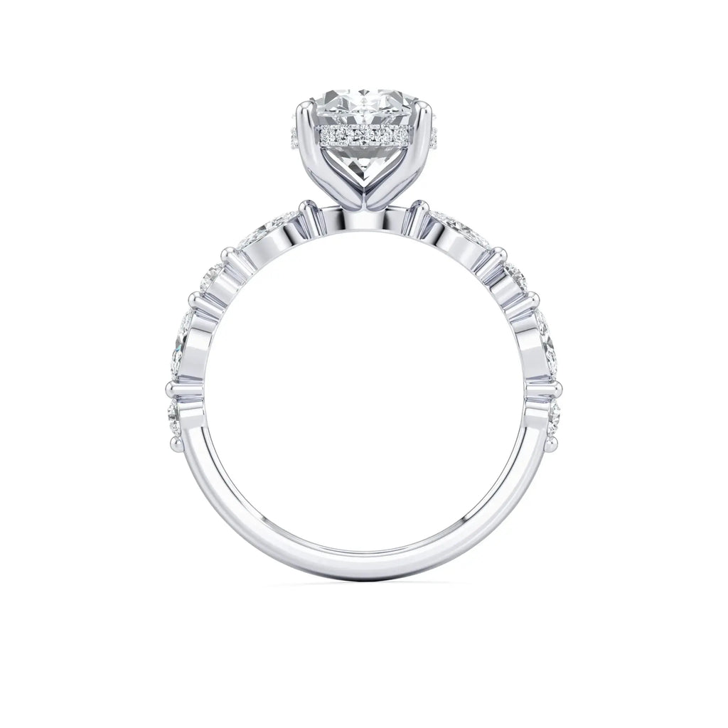 Oval and Marquise Diamonds - Natural Diamond Engagement Ring