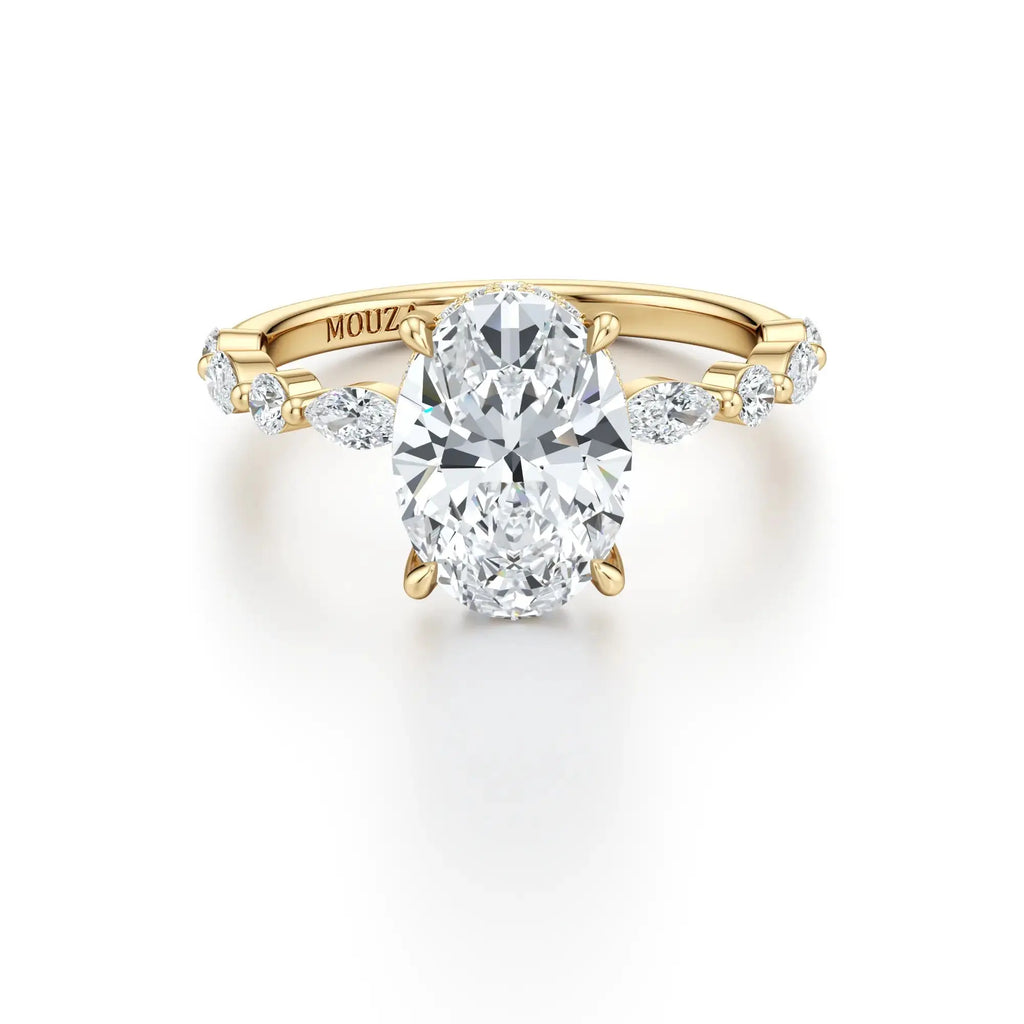 Oval and Marquise Diamonds - Natural Diamond Engagement Ring