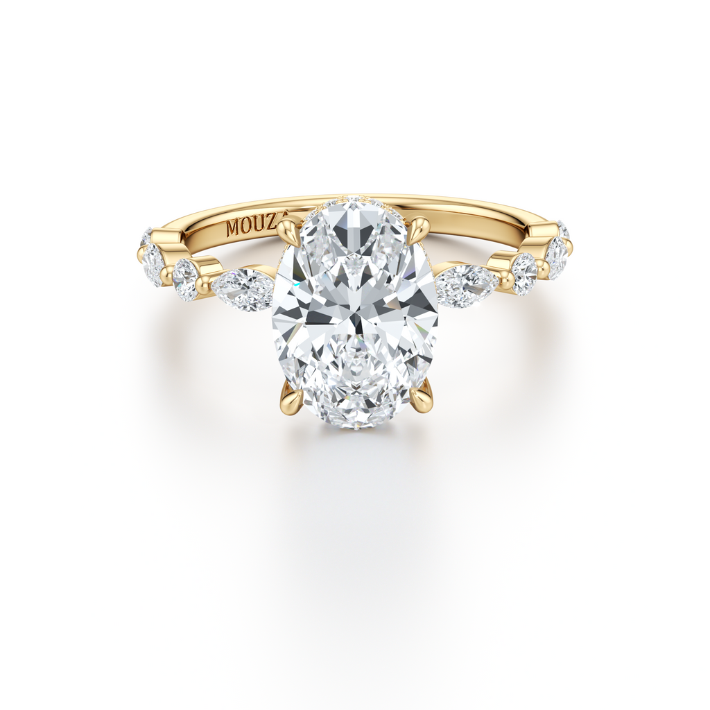 Oval and Marquise Diamonds - Natural Diamond Engagement Ring