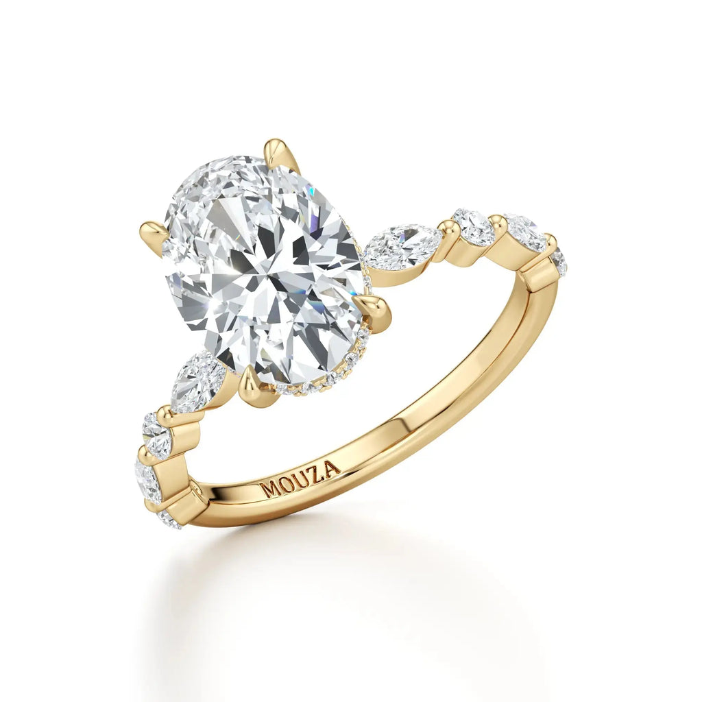 Oval and Marquise Diamonds - Natural Diamond Engagement Ring