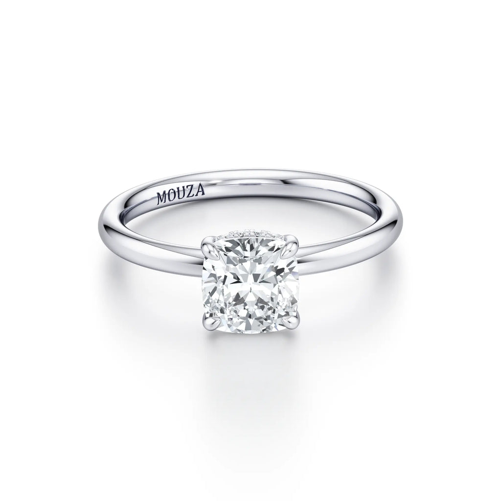 Cushion Hidden Halo Engagement Ring - Lab Diamond Ring