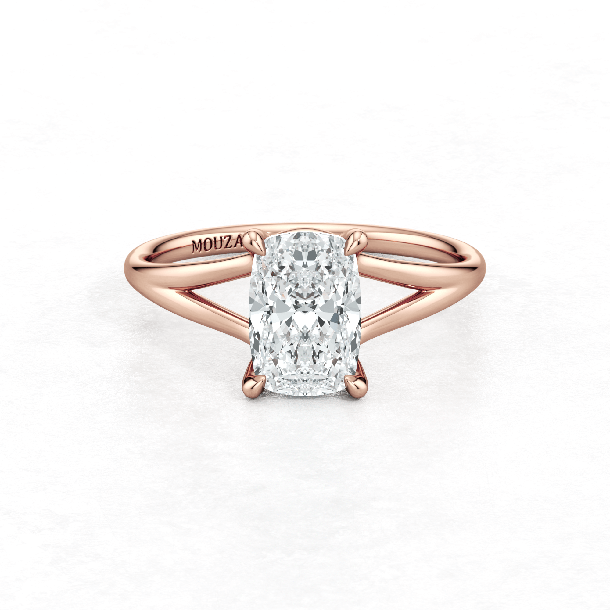 Rose Gold Maggy Solitaire Engagement Ring having a sleek and contemporary design