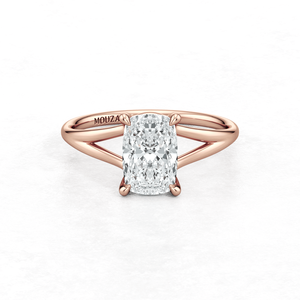 Rose Gold Maggy Solitaire Engagement Ring having a sleek and contemporary design