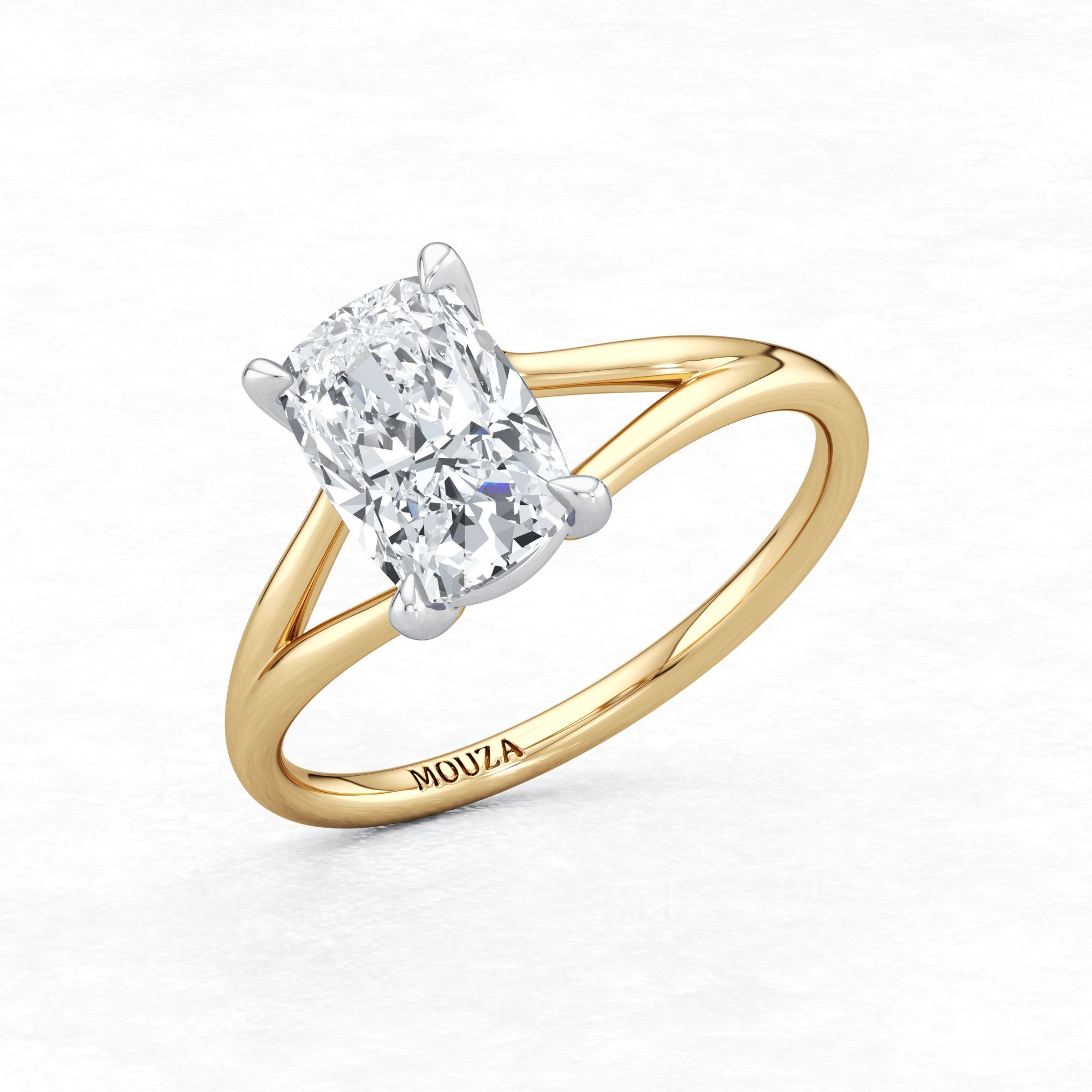 Maggy Solitaire Engagement Ring in two tone having a sleek and contemporary design