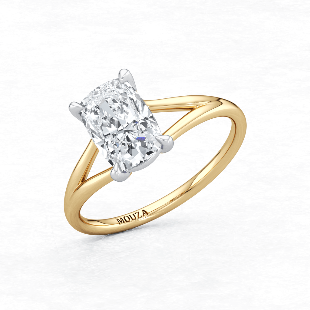 Maggy Solitaire Engagement Ring in two tone having a sleek and contemporary design
