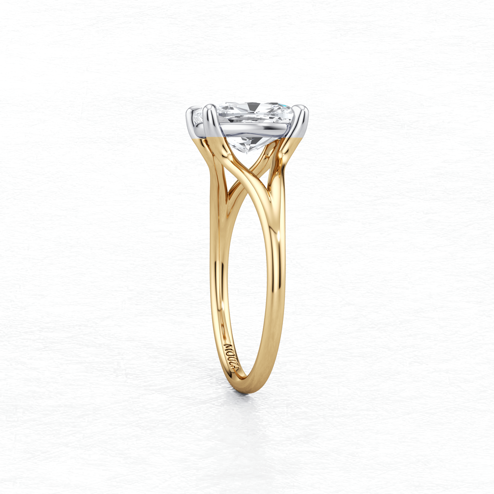 Maggy Solitaire Engagement Ring in two tone having a contemporary design