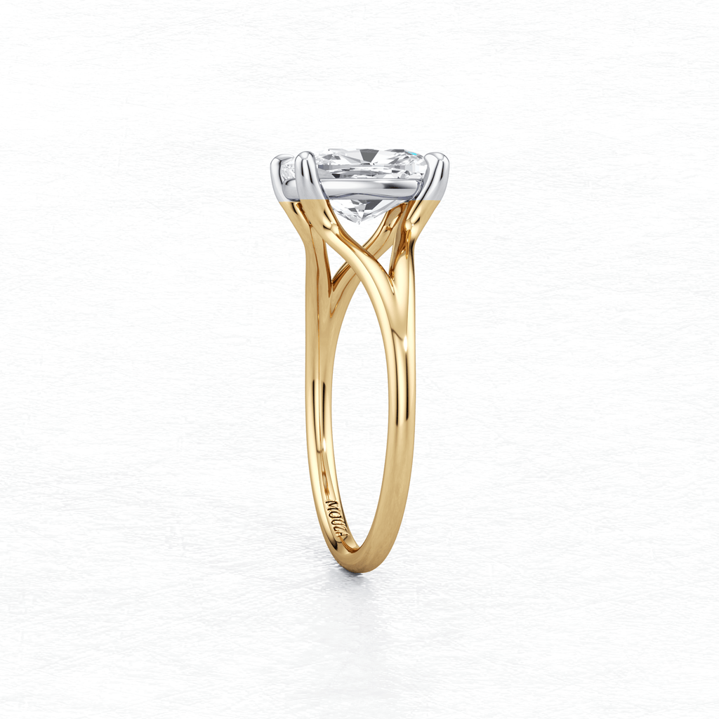 Maggy Solitaire Engagement Ring in two tone having a contemporary design