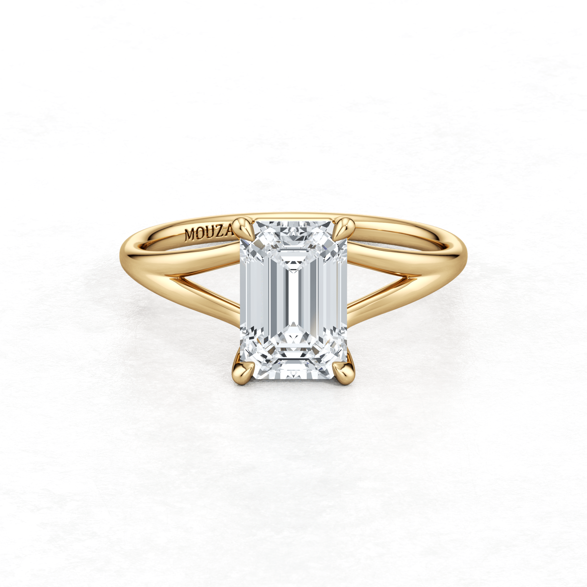 Yellow Gold Maggy Solitaire Engagement Ring having a sleek and contemporary design