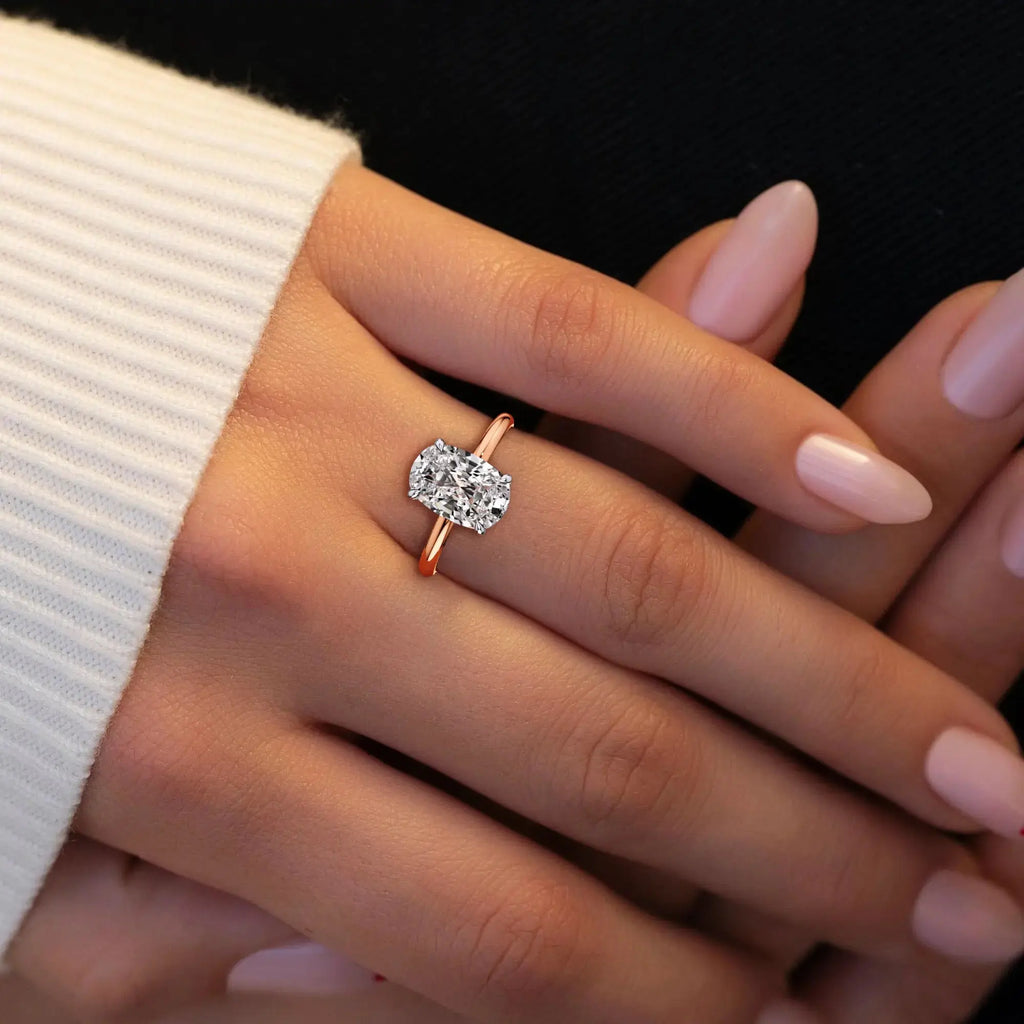 3.00ct Natural Diamond Two Tone Elongated Cushion Engagement Ring