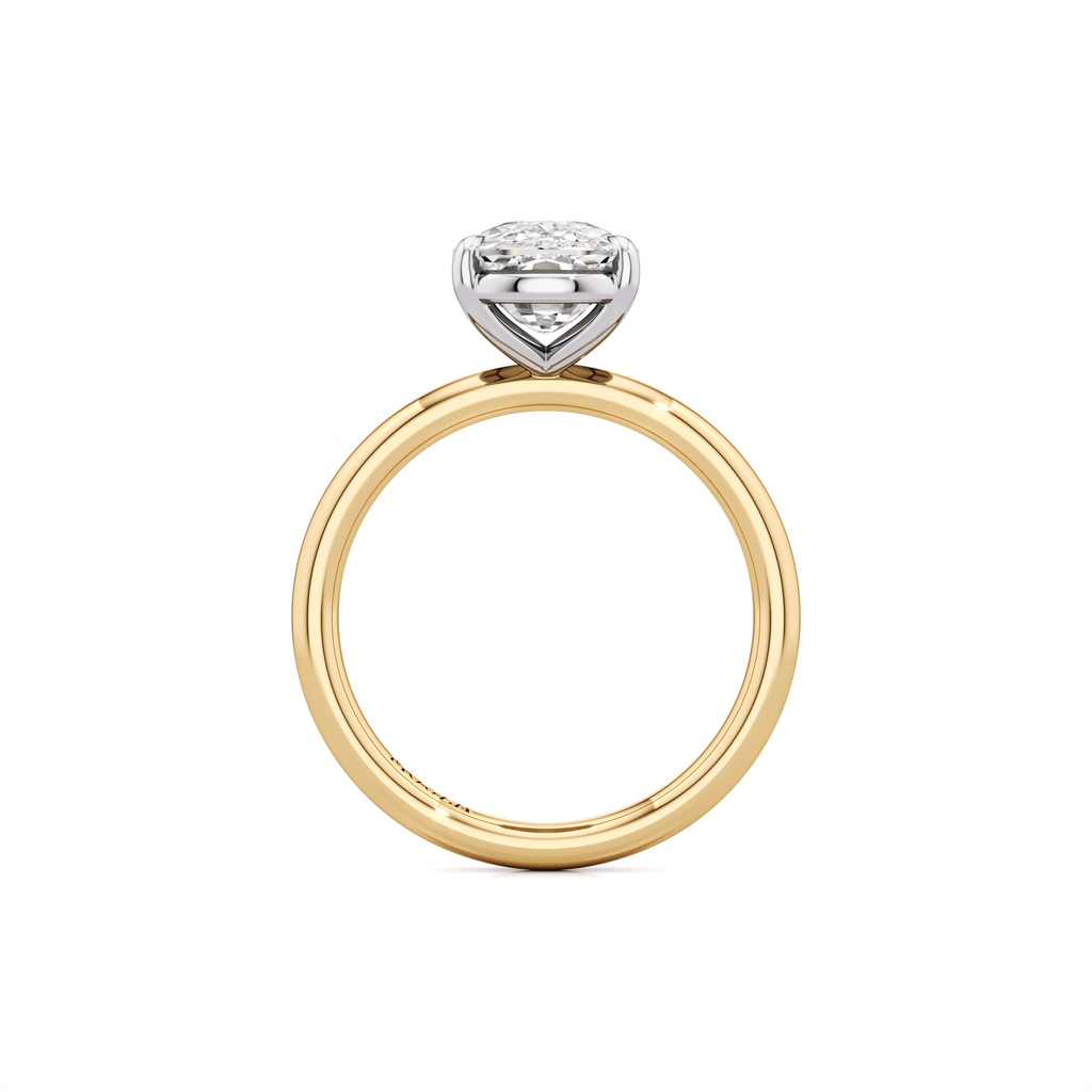 3.00ct Lab Grown Diamond Two Tone Elongated Cushion Engagement Ring