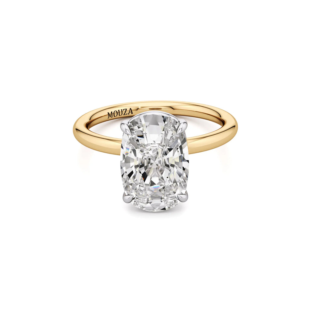 3.00ct Lab Grown Diamond Two Tone Elongated Cushion Engagement Ring