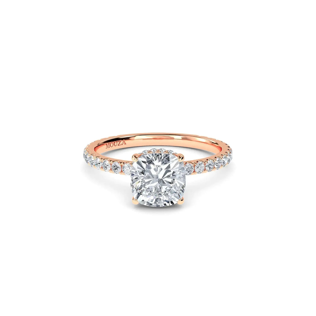 1.00ct Lab Grown Diamond Cushion Cut Hidden Halo Engagement Ring