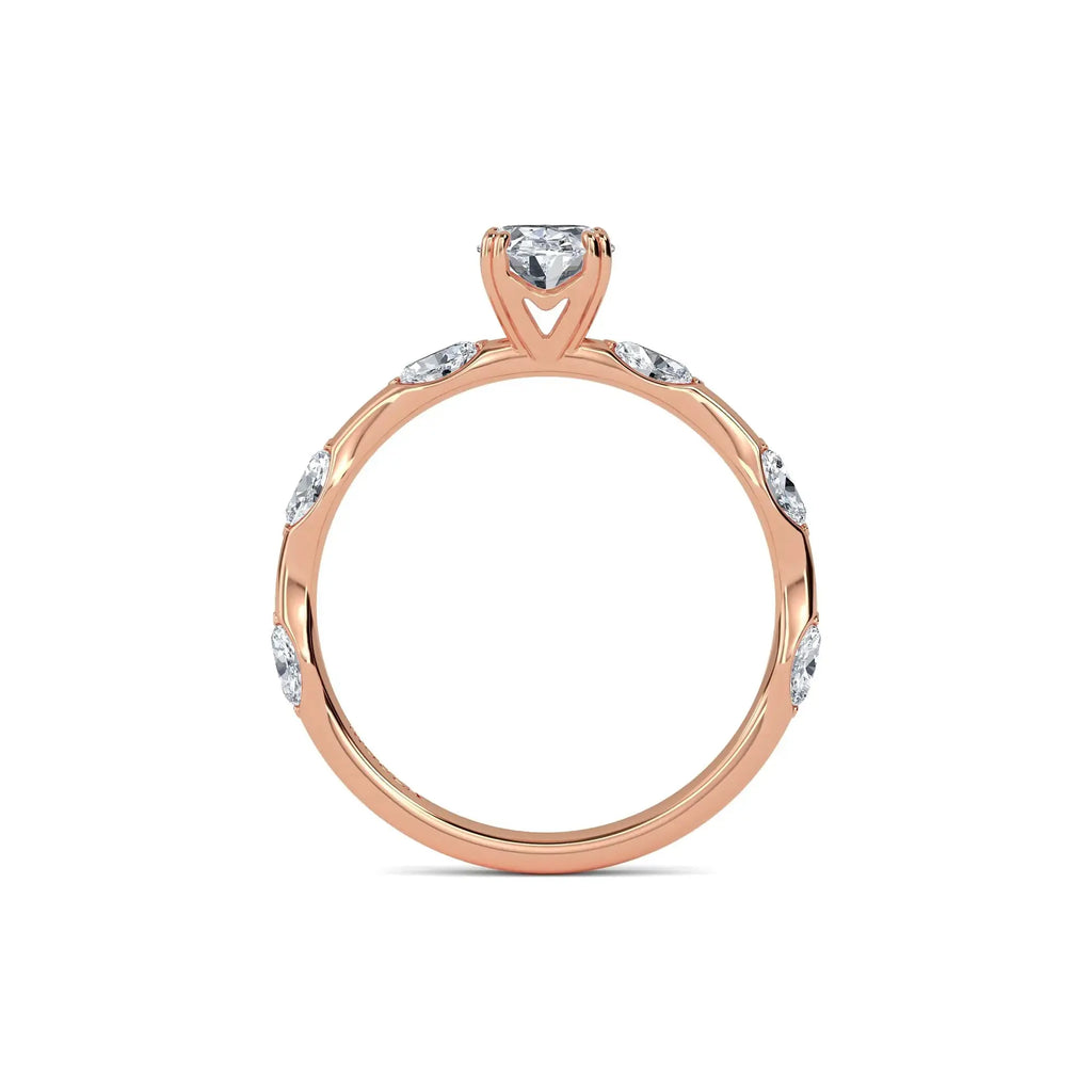 1.00 Carat Lab Grown Diamond Oval Diamond Band Engagement Ring