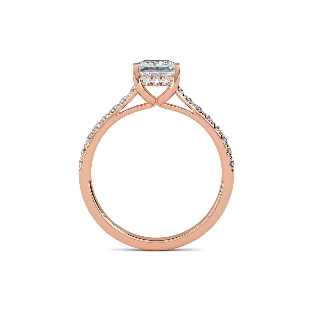 1.00ct Natural Diamond Princess Cut Hidden Halo Engagement Ring