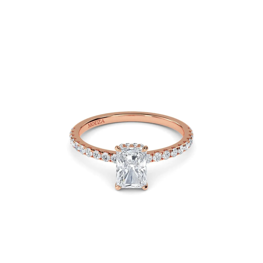 1.00ct Earth Mined Diamond Radiant Hidden Halo Engagement Ring
