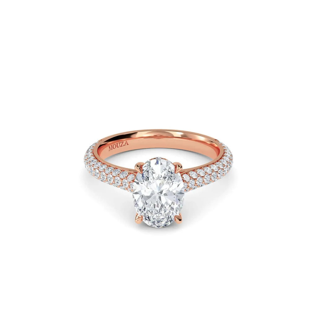 1.10ct Lab Grown Diamond Oval Hidden Halo Engagement Ring