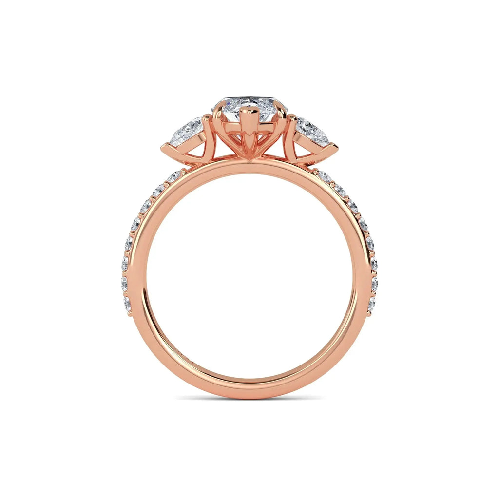 1.20ct Earth Mined Diamond Marquise Trilogy Engagement Ring