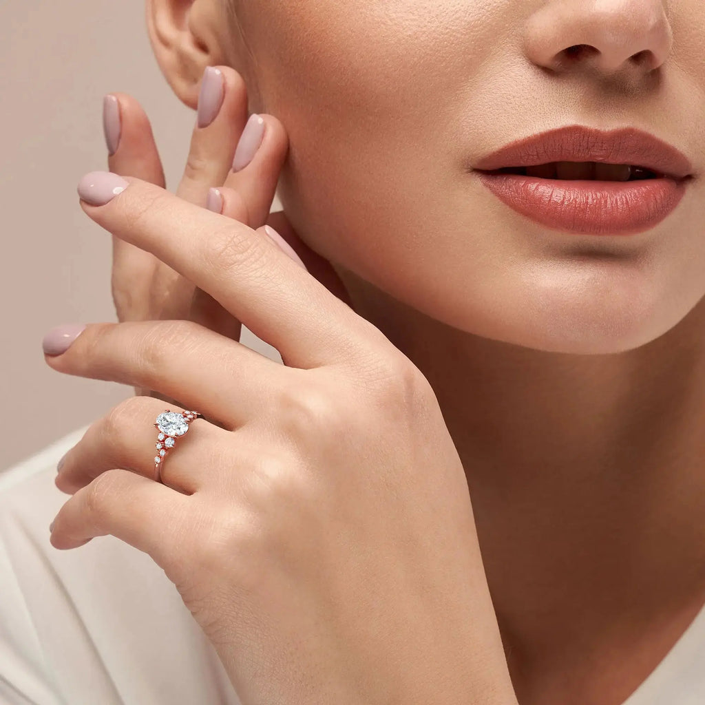 1.20ct Lab Grown Diamond Oval Trilogy Engagement Ring