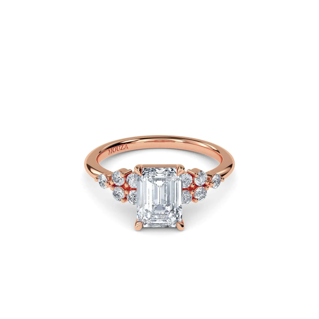 1.80ct Lab Grown Diamond Emerald Trilogy Engagement Ring