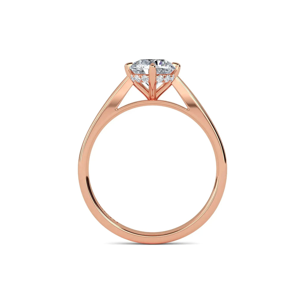 1.00ct Lab Grown Diamond Round Solitaire Hidden Halo Engagement Ring