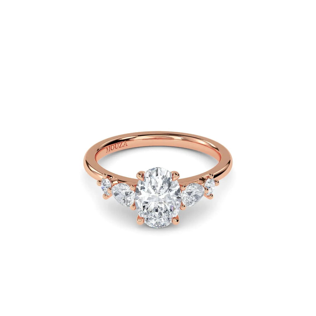 1.10ct Lab Grown Diamond Oval Trilogy Engagement Ring