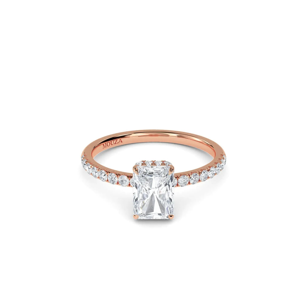 1.00ct Lab Grown Diamond Radiant Cut Hidden Halo Engagement Ring
