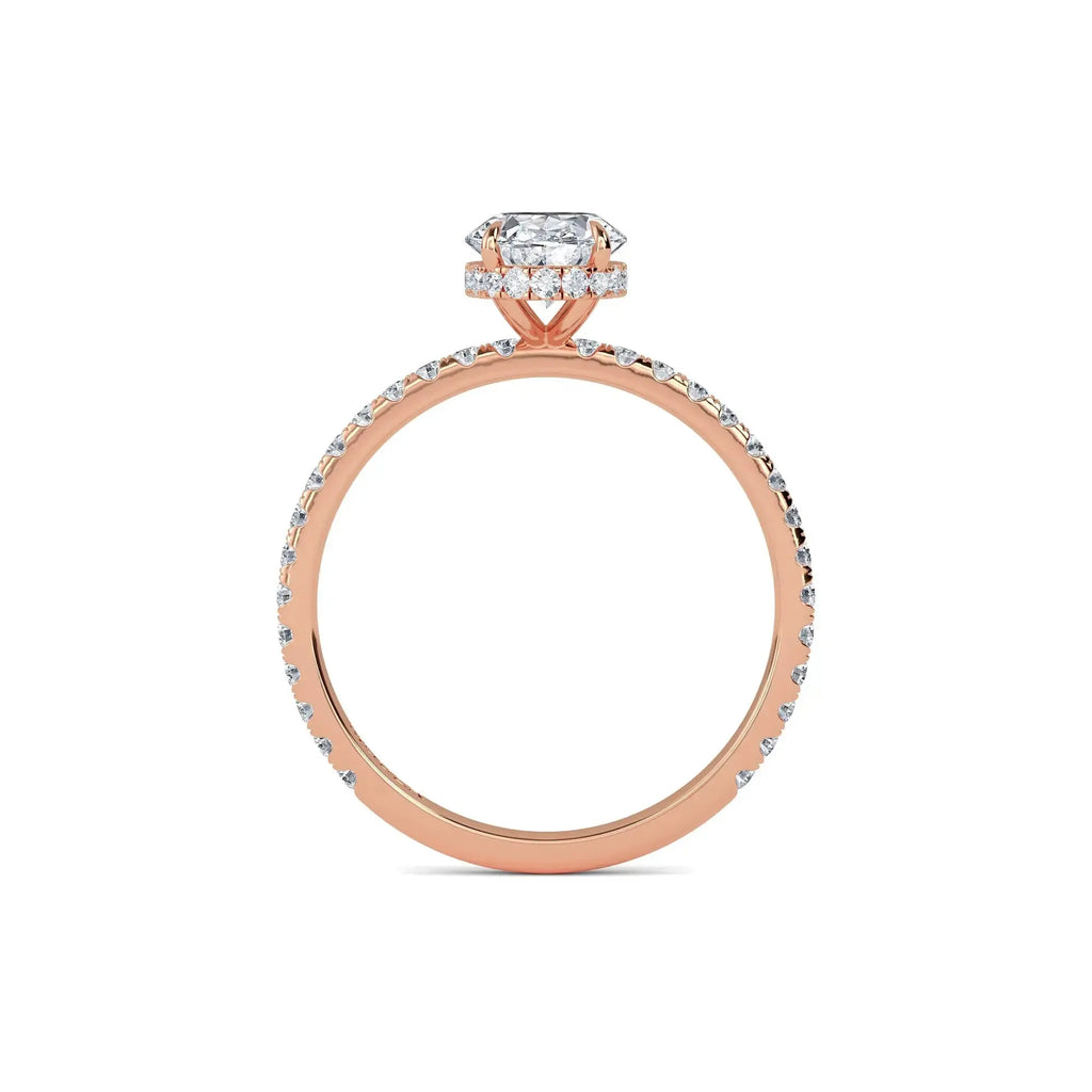 1.00 Carat Earth Mined Diamond Oval Hidden Halo Engagement Ring