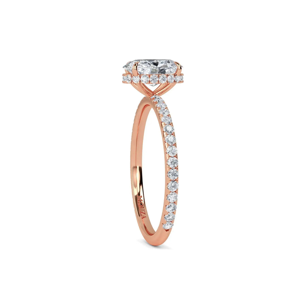 1.00 Carat Earth Mined Diamond Oval Hidden Halo Engagement Ring