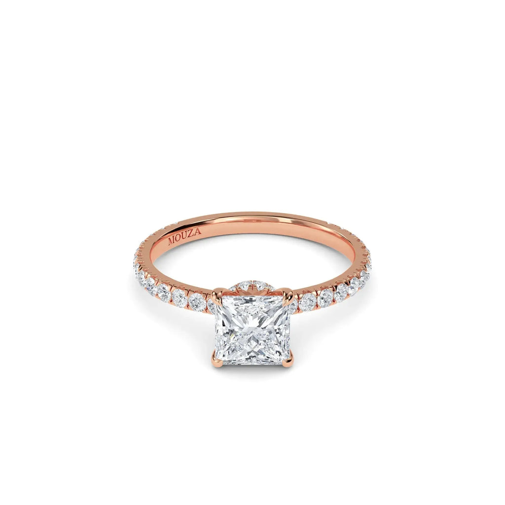 1.00ct Lab Grown Diamond Princess Cut Hidden Halo Engagement Ring