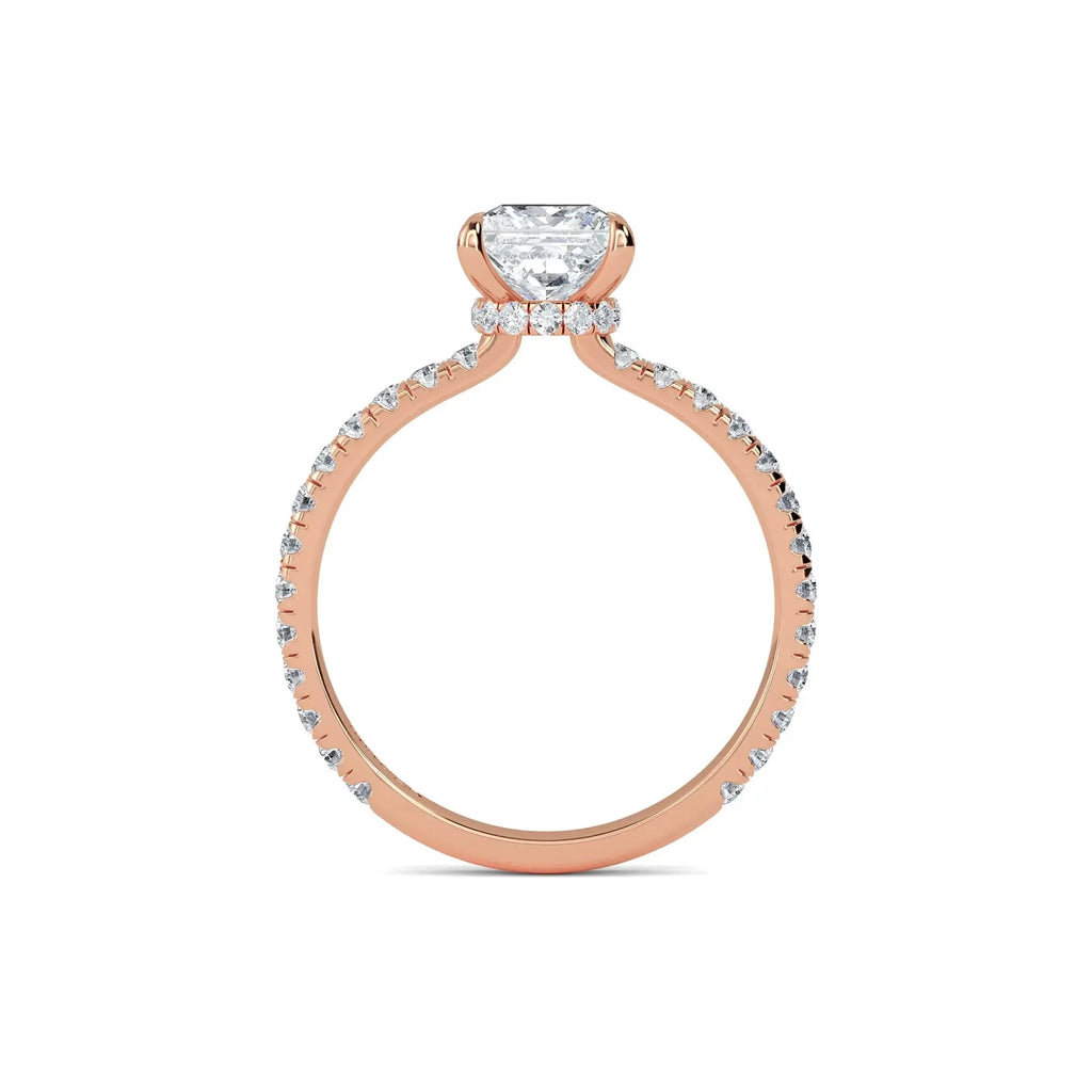 1.00ct Lab Grown Diamond Princess Cut Hidden Halo Engagement Ring