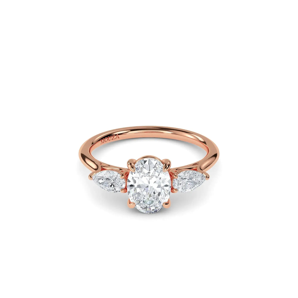 1.20ct Lab Grown Diamond Oval Trilogy Engagement Ring