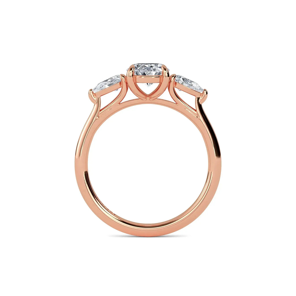 1.20ct Lab Grown Diamond Oval Trilogy Engagement Ring