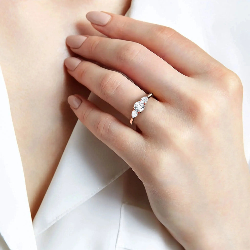 0.70ct Lab Grown Diamond Round Trilogy Engagement Ring