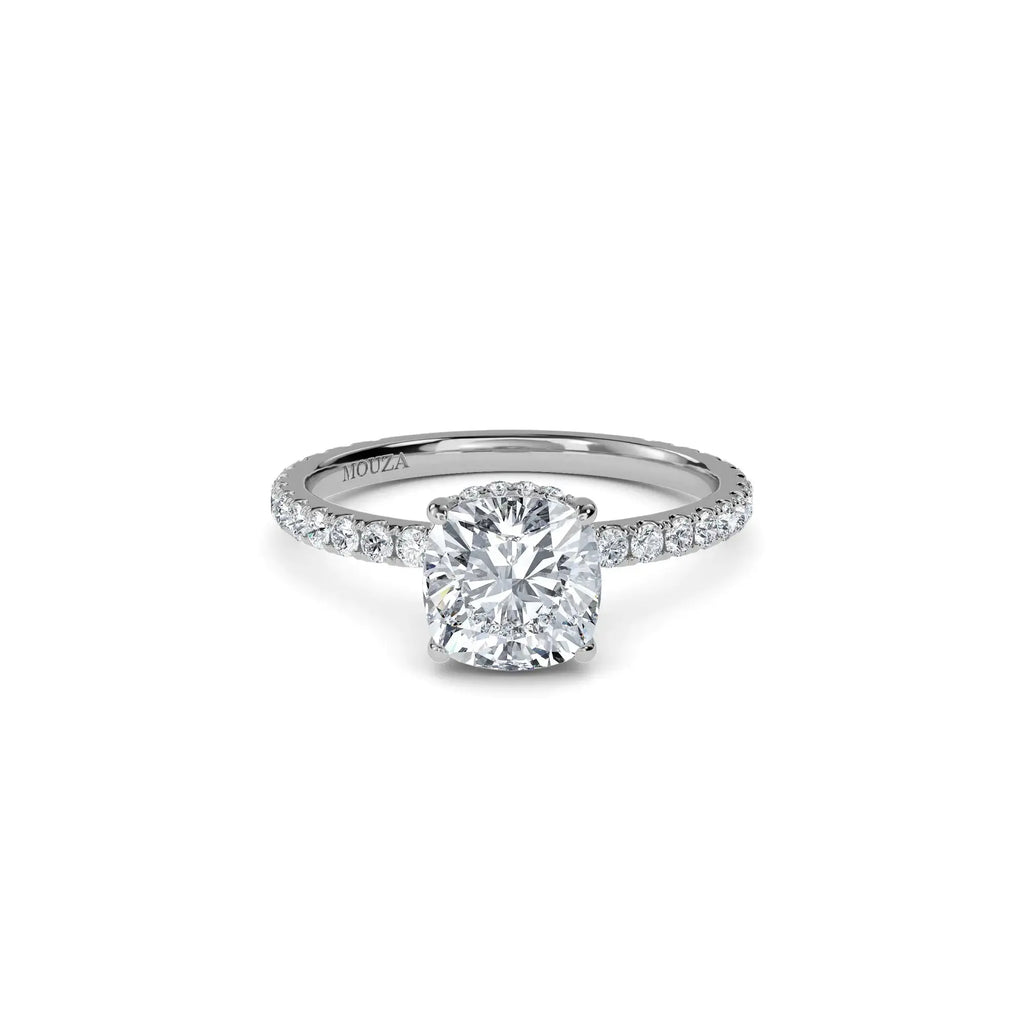 1.00ct Lab Grown Diamond Cushion Cut Hidden Halo Engagement Ring