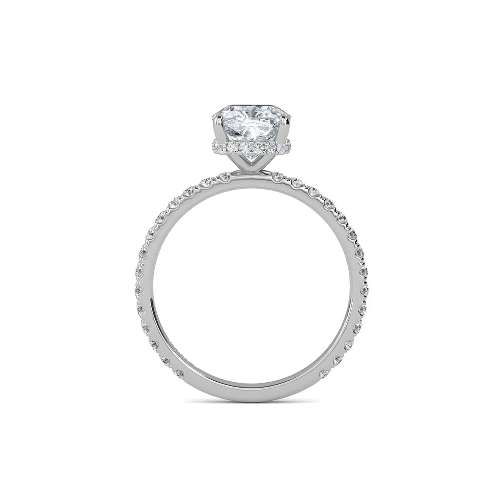 1.00ct Lab Grown Diamond Cushion Cut Hidden Halo Engagement Ring