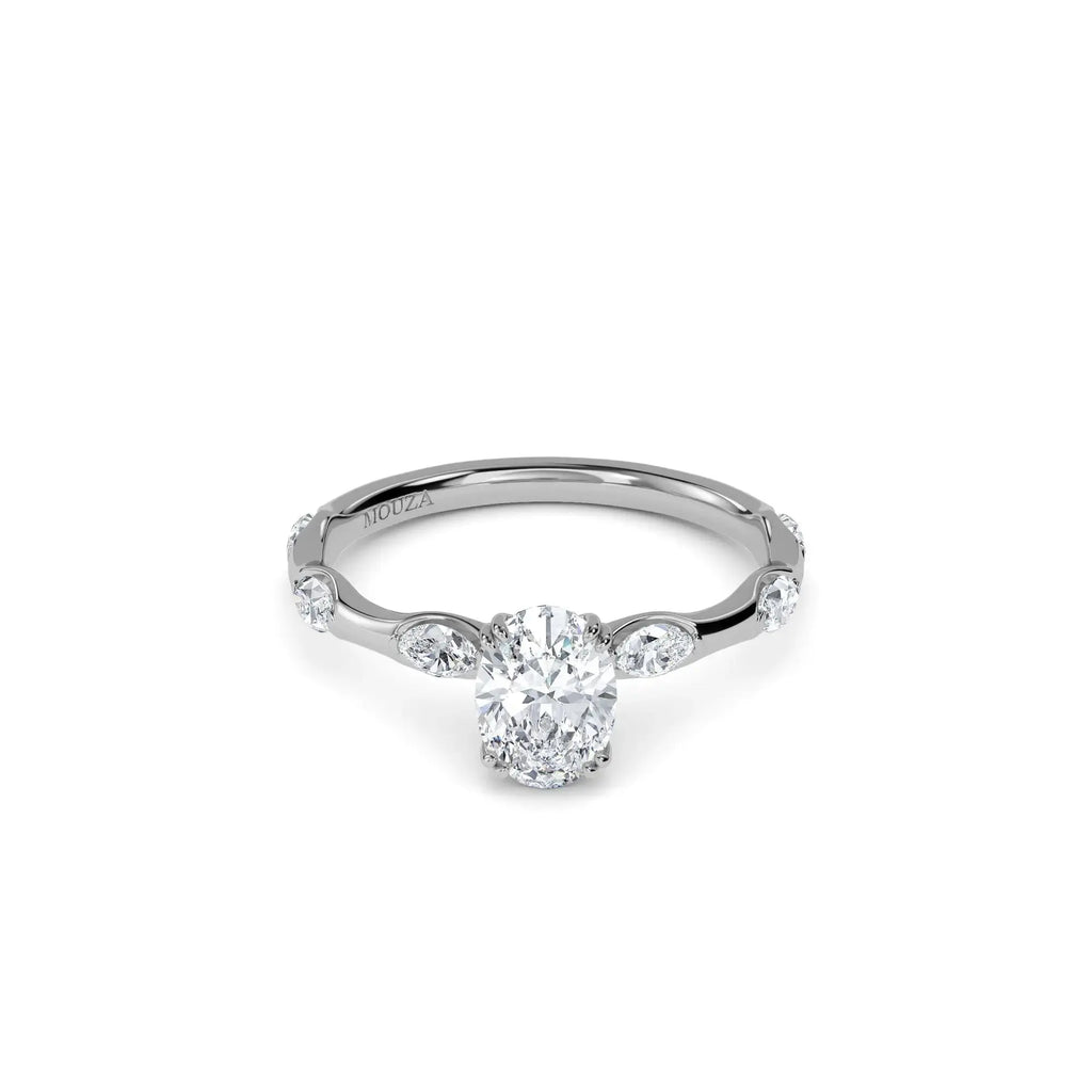 1.00 Carat Lab Grown Diamond Oval Diamond Band Engagement Ring