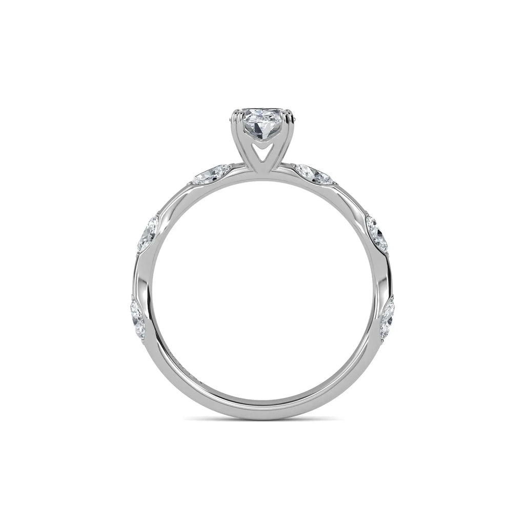 1.00 Carat Lab Grown Diamond Oval Diamond Band Engagement Ring