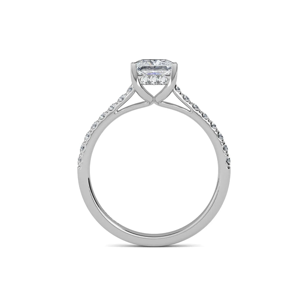 1.00ct Natural Diamond Princess Cut Hidden Halo Engagement Ring