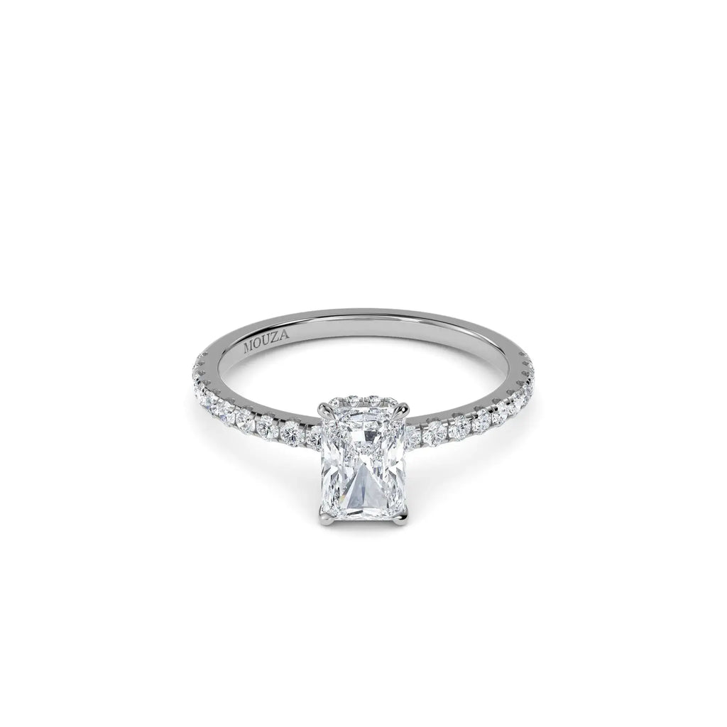 1.00ct Earth Mined Diamond Radiant Hidden Halo Engagement Ring