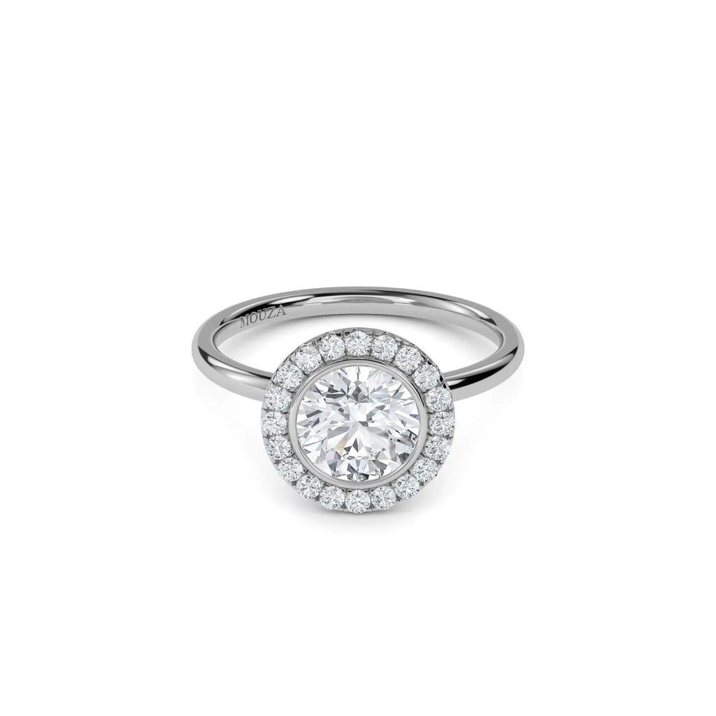 0.90ct Earth Mined Diamond Round Halo Engagement Ring