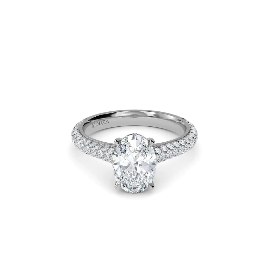 1.10ct Lab Grown Diamond Oval Hidden Halo Engagement Ring