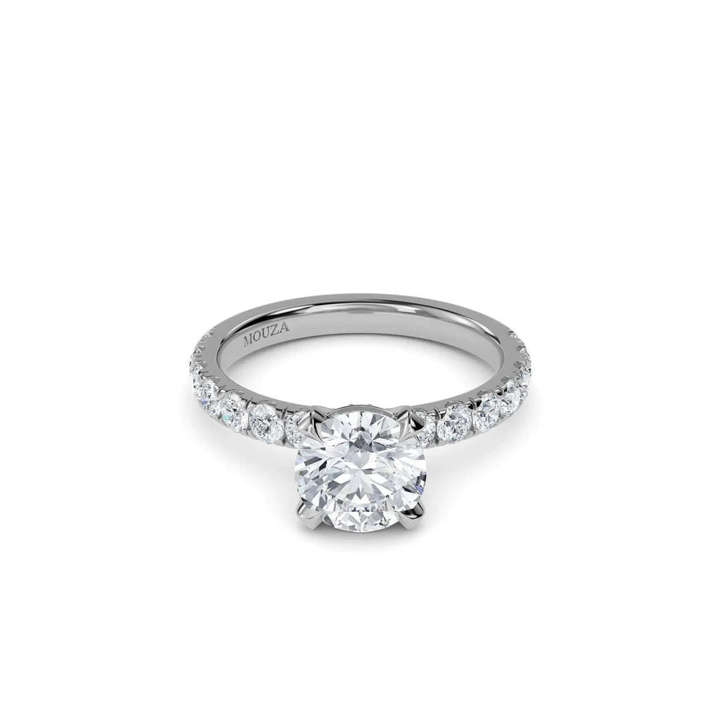 1.50 Carat Earth Mined Diamond Round Hidden Halo Engagement Ring