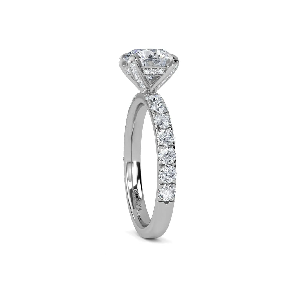 1.50 Carat Earth Mined Diamond Round Hidden Halo Engagement Ring