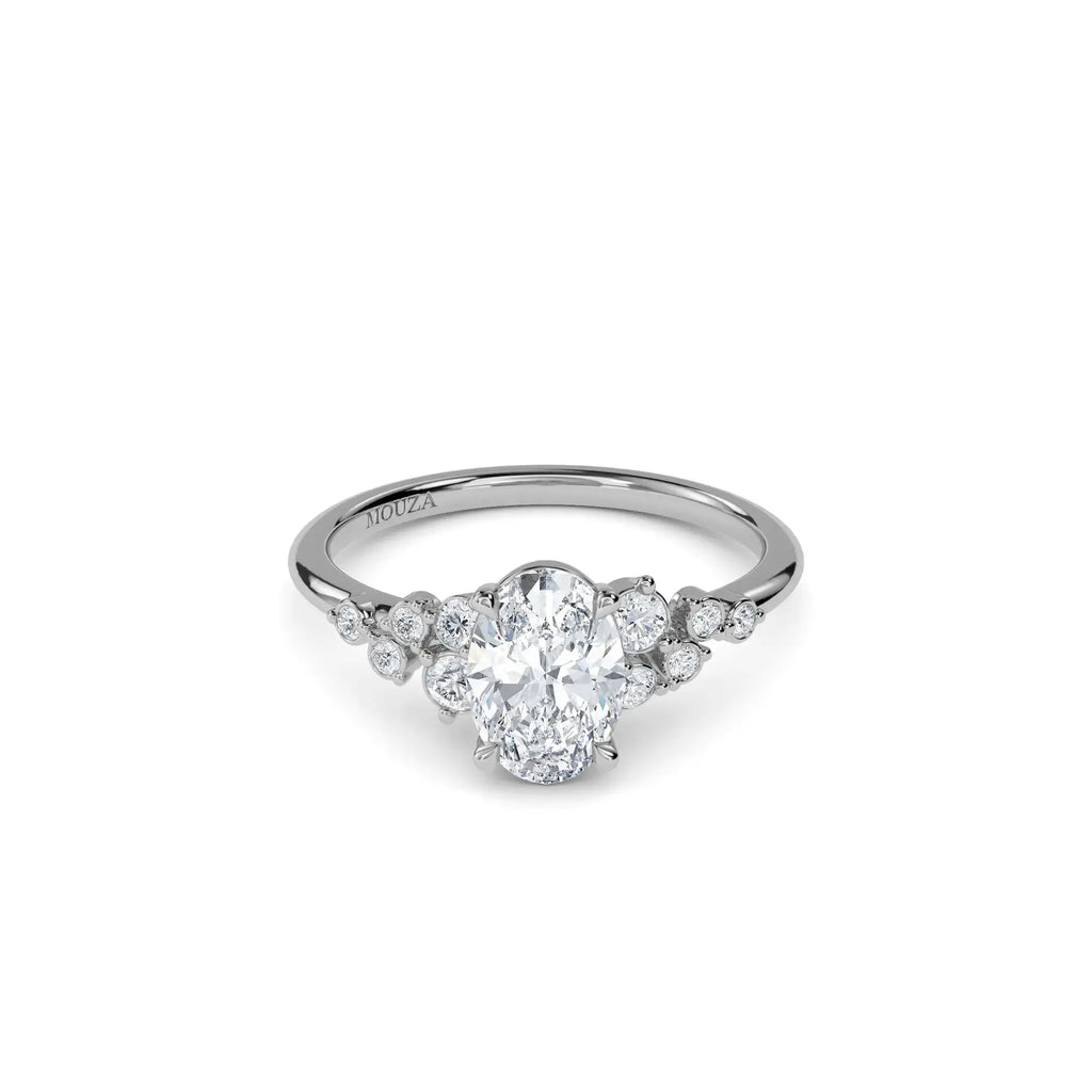 1.20ct Lab Grown Diamond Oval Trilogy Engagement Ring