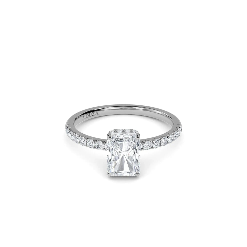 1.00ct Lab Grown Diamond Radiant Cut Hidden Halo Engagement Ring