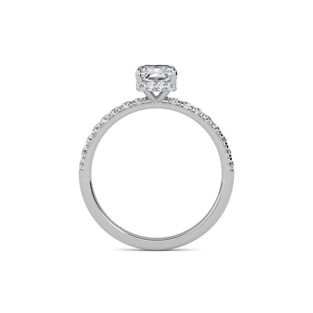 1.00ct Lab Grown Diamond Radiant Cut Hidden Halo Engagement Ring